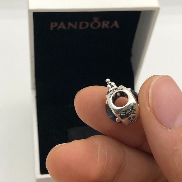 ✨🔥Pandora Sterling Silver Blue Sparkling Crown O Charm With Clear CZ Charm - Picture 2 of 10